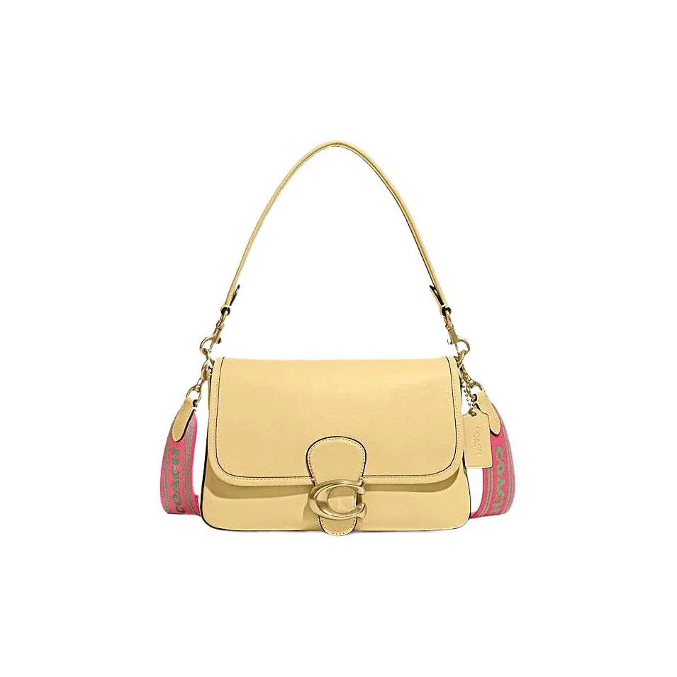 COACH Tabby Коровья кожа Сумка на плечо Портативная Сумка через плечо Женская Кремово-желтая