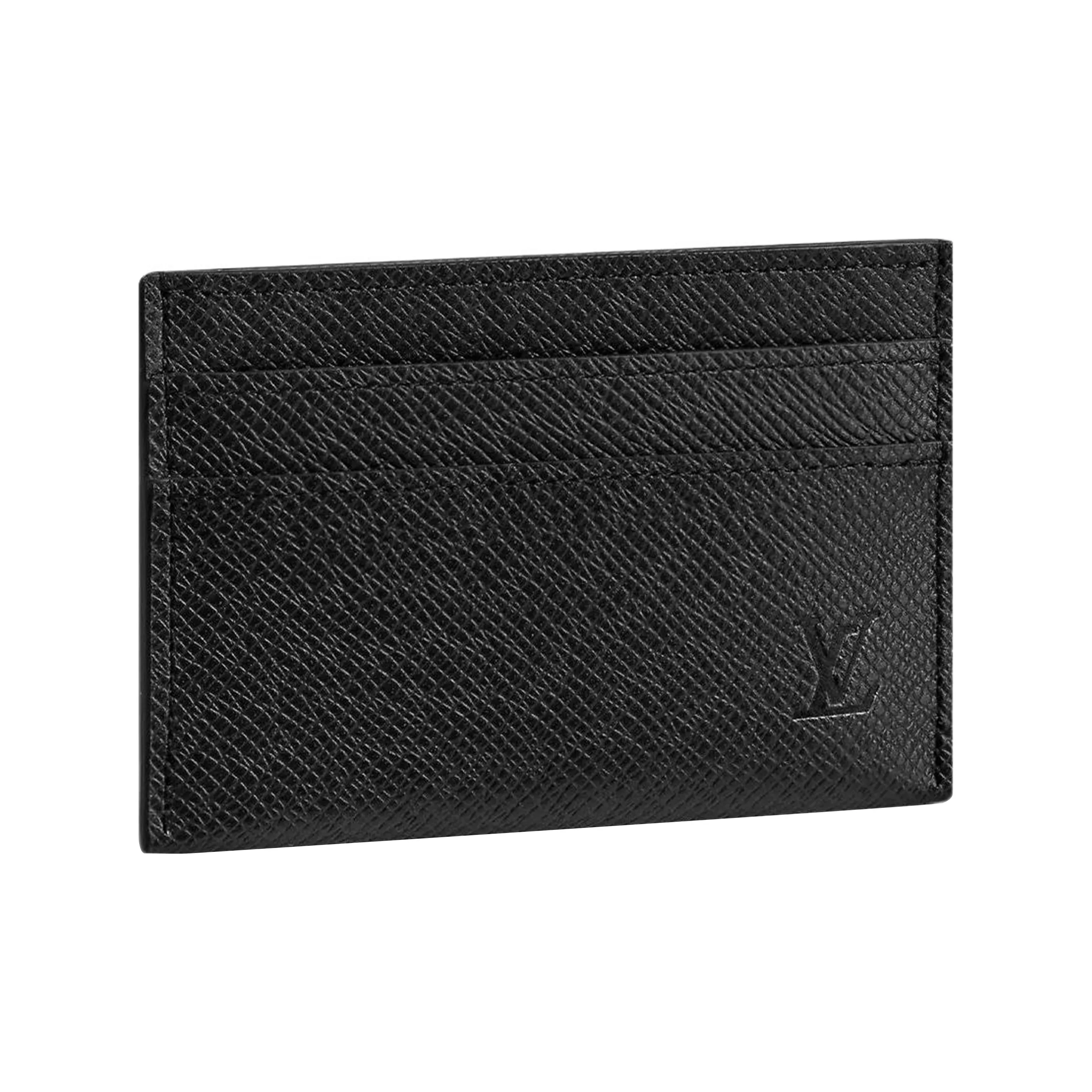 LOUIS VUITTON Taïga Leather Card Holder Card Holder Trumpets Men's Black