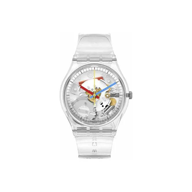 SWATCH Gent Series Кварцевый механизм Унисекс Часы 34 мм Черепный циферблат Биоматериал Корпус Часы Пластиковый Ремешок