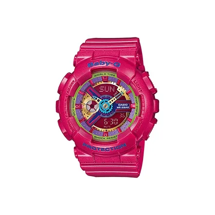 CASIO Малыш G Коллекция Theme Series Кварцевый механизм Смольный ремешок Часы Женские Красный циферблат BA 112 4A