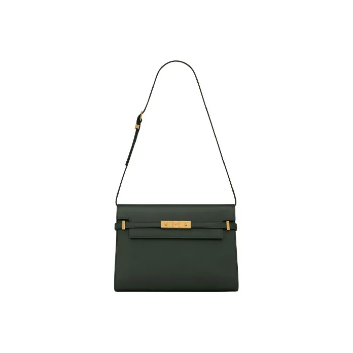 SAINT LAURENT SL MANHATTAN Leather Crossbody Bag, Shoulder Bag Women's Dark Green