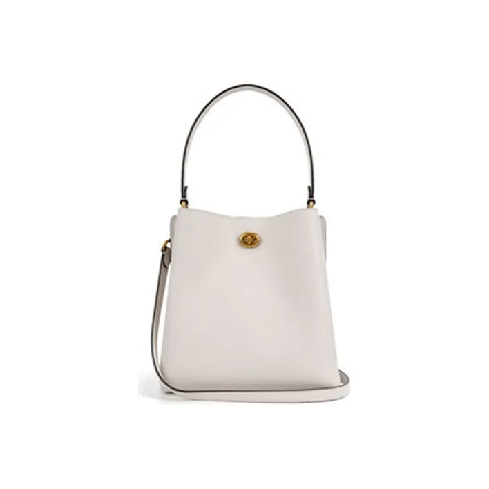 COACH Charlie Pebbled Leather Bucket Bag Handbag Shoulder Bag Crossbody Bag Small Size Women's White
