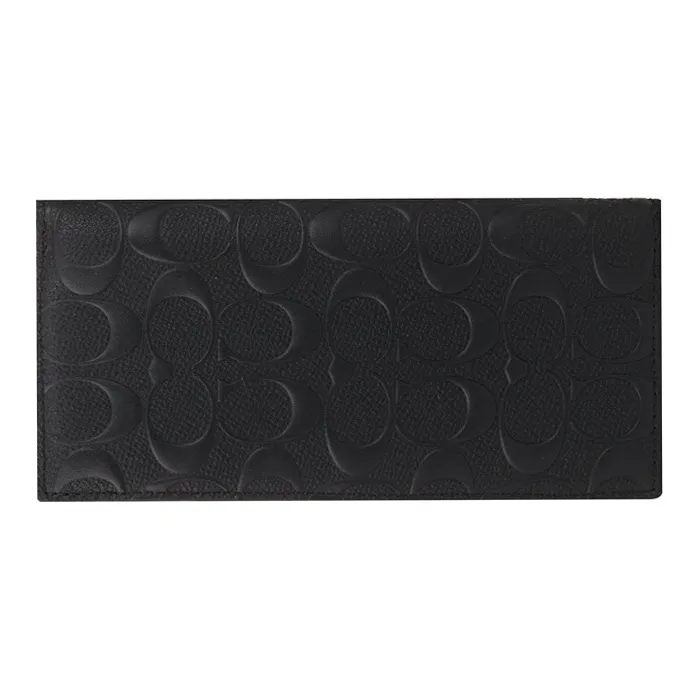 COACH Breast Premium Calfskin Long Wallets Men's Black