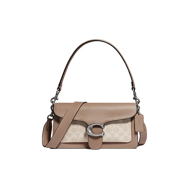 COACH Tabby Cow Leather God Of Wine Bag, Shoulder Bag, Crossbody Bag Women's Beige Brown
