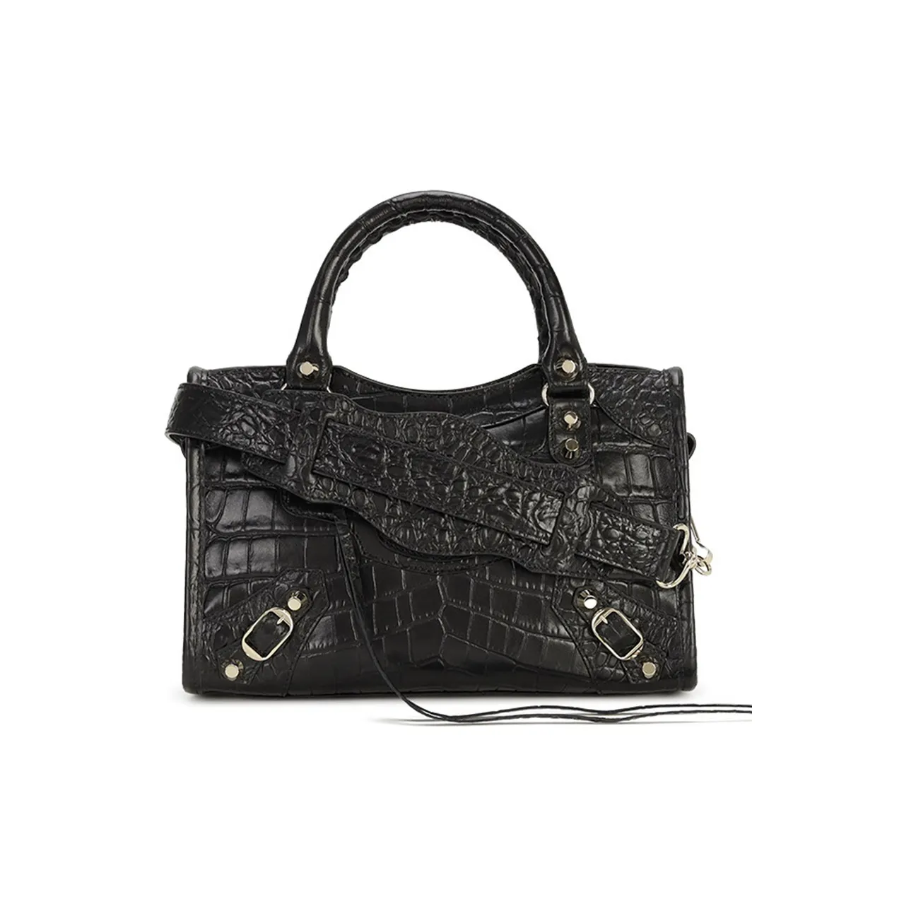 Balenciaga Cow Leather Crossbody One Shoulder Handbag Women's Black