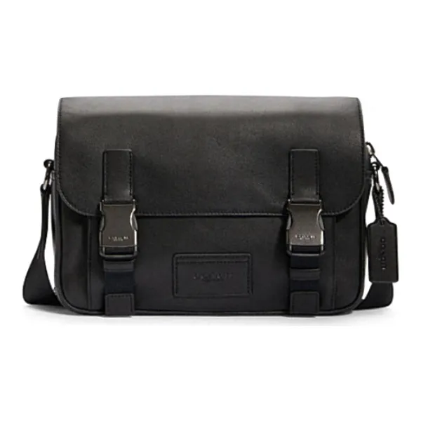 COACH Track Cow Leather Laptop Bags Briefcases Messenger Bag Shoulder Bag Crossbody Bag Medium Size Men's Black