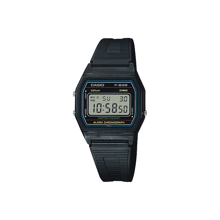 Коллекция CASIO Collection YOUTH Collection Блок Кварцевый механизм Смола Ремешок Часы 38,7*33,4 мм Мужские часы Черный циферблат F 84W 1