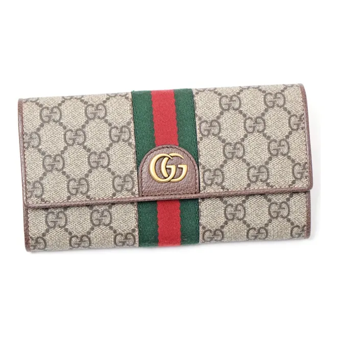 GUCCI Ophidia Canvas With Leather Canvas Bag Wallet Regular Unisex Beige Brown