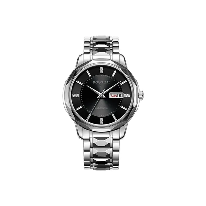 ROSSINI Enlightenment Collection Automatic Mechanical Movement Tungsten Steel Strap Watch Men's Watches Black Dial