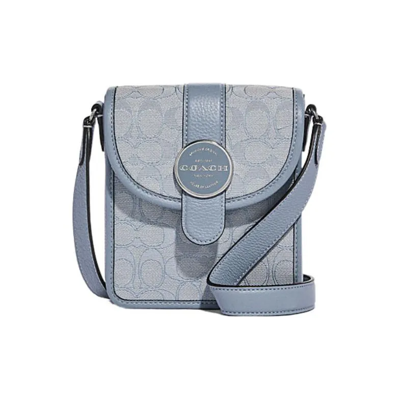 COACH N/S Jacquard With Refined Pebbled Leather Shoulder Bag, Crossbody Bag Trumpets Women's