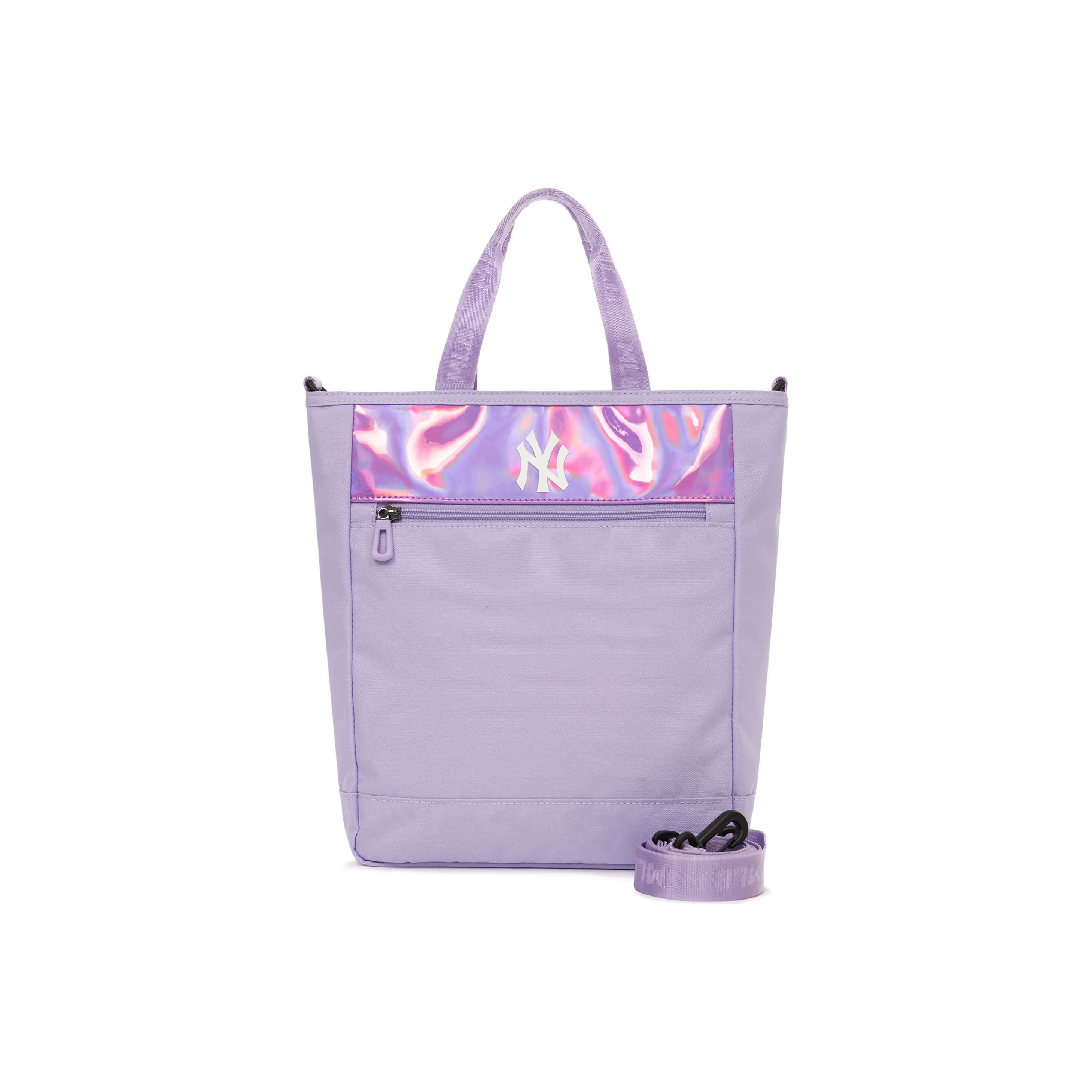 Mlb Base Logo Reflective Material Single Shoulder Handbag Shoulder Bag Messenger Bag Tote Bag Unisex Pink Purple