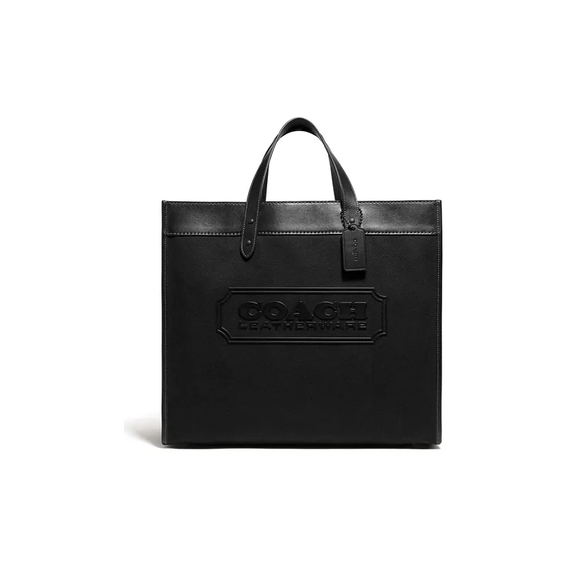 COACH Field Leather Tote Bag, Shopping Bag, Shoulder Bag, Crossbody Bag, Handbag Tubas Men's Pure Black