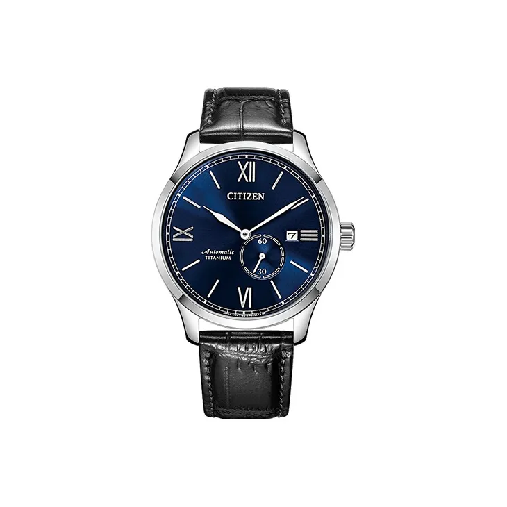 CITIZEN Automatic Mechanical Movement Cow Leather Strap Watch 42.4mm Men's Watches Blue Dial NJ0090 21L