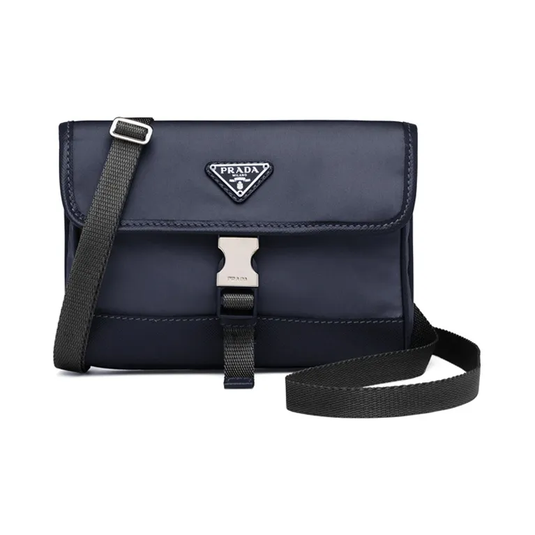 prada triangle-panel Re Nylon Recycled Nylon And Saffiano Leather Cell Phone Pouch Men's Blue