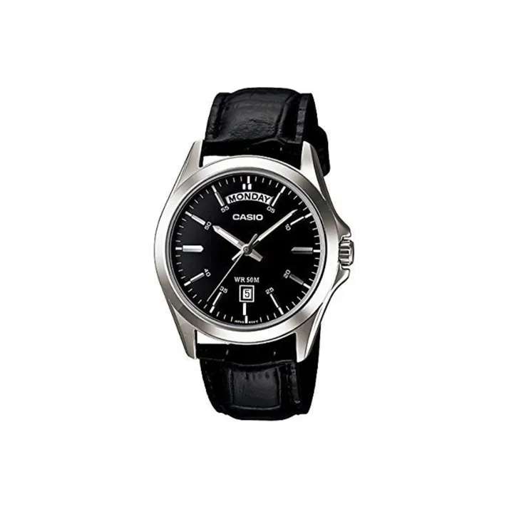 CASIO Standard Series Кварцевый механизм Кожаный ремешок Часы Мужские Черный циферблат