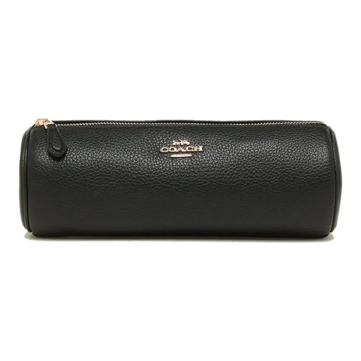 COACH Leather Makeup Bags Clutches Small Size Women's Black