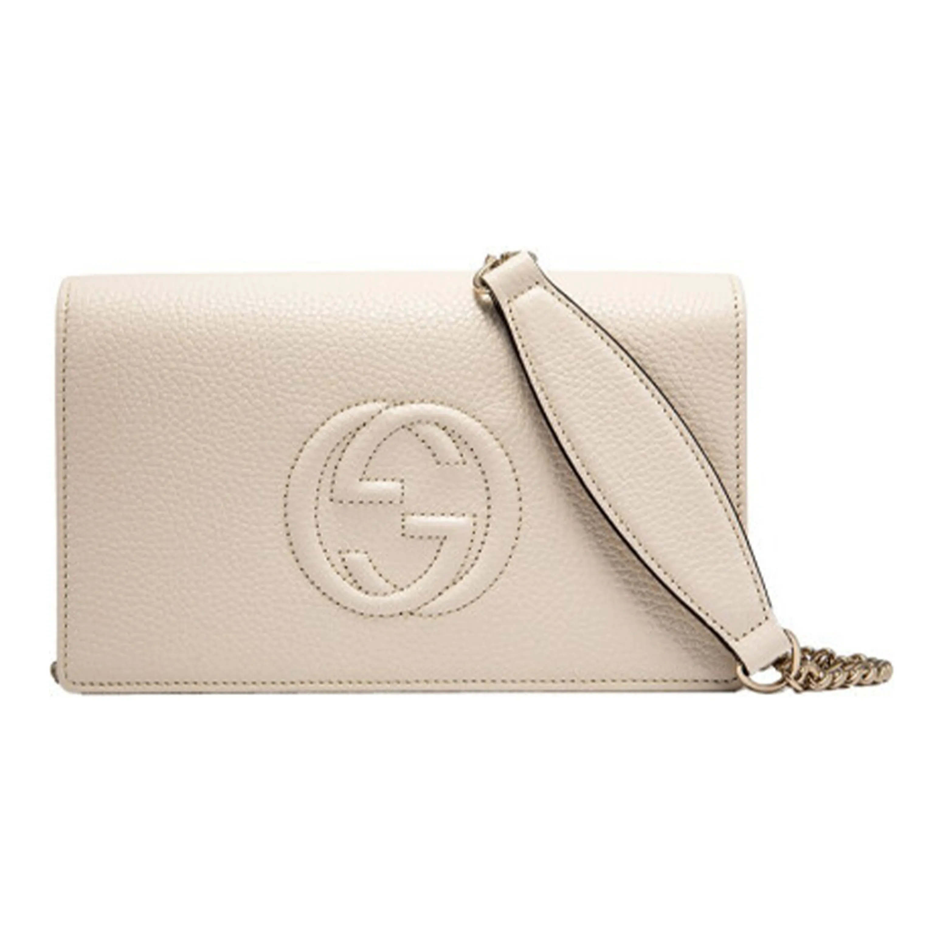 GUCCI Soho Leather Wallets Shoulder Bag Crossbody Bag Women's White