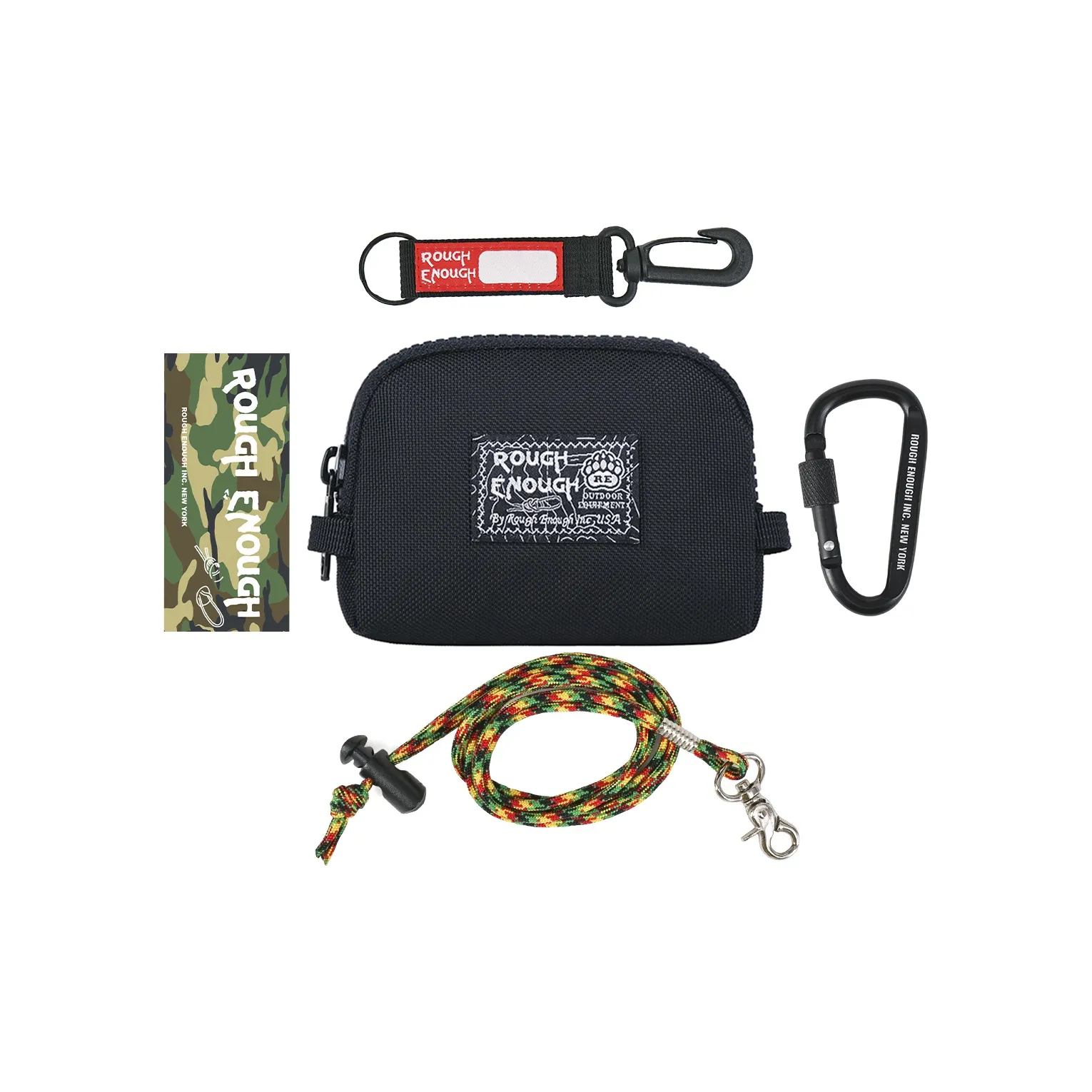 Rough Enough Нейлоновая ткань Брелок Сумка Монета Кошелек Кошелек Маленький Унисекс Черный