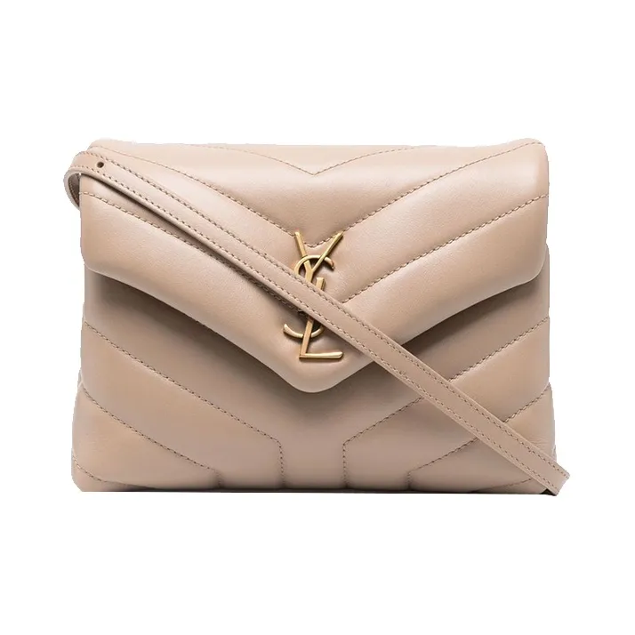 SAINT LAURENT Calfskin Clutches Handbags Regular Women's Light Brown