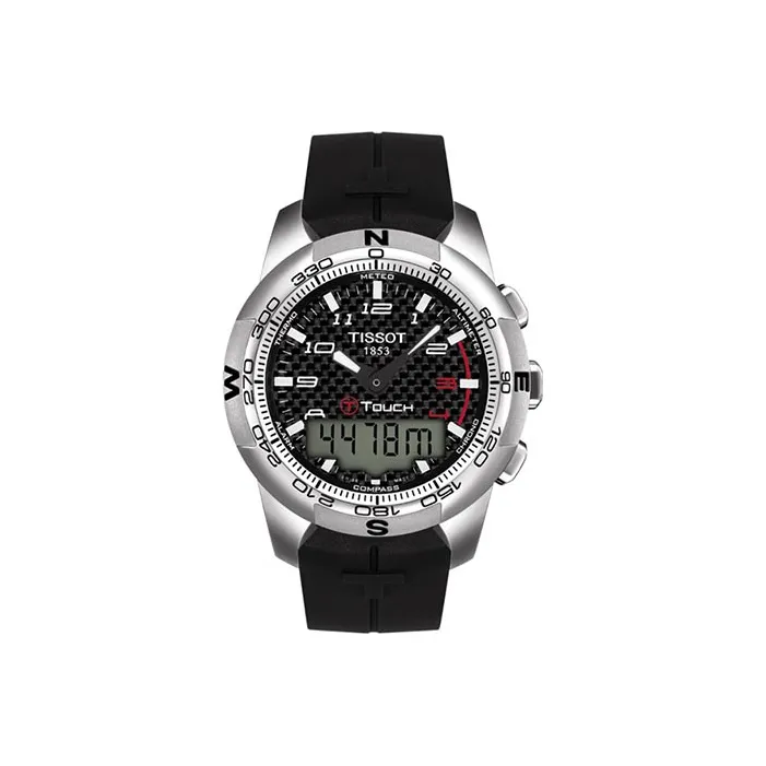 Tissot Touchscreen Collection Кварцевый механизм Мужские часы Часы 43,3 мм Черный циферблат Титан Корпус часов