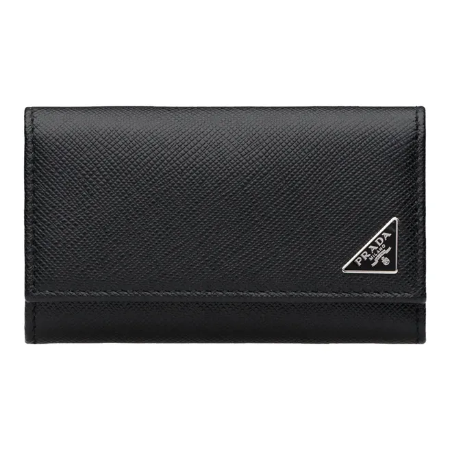 PRADA Saffiano Leather Key Pouch Men's Black