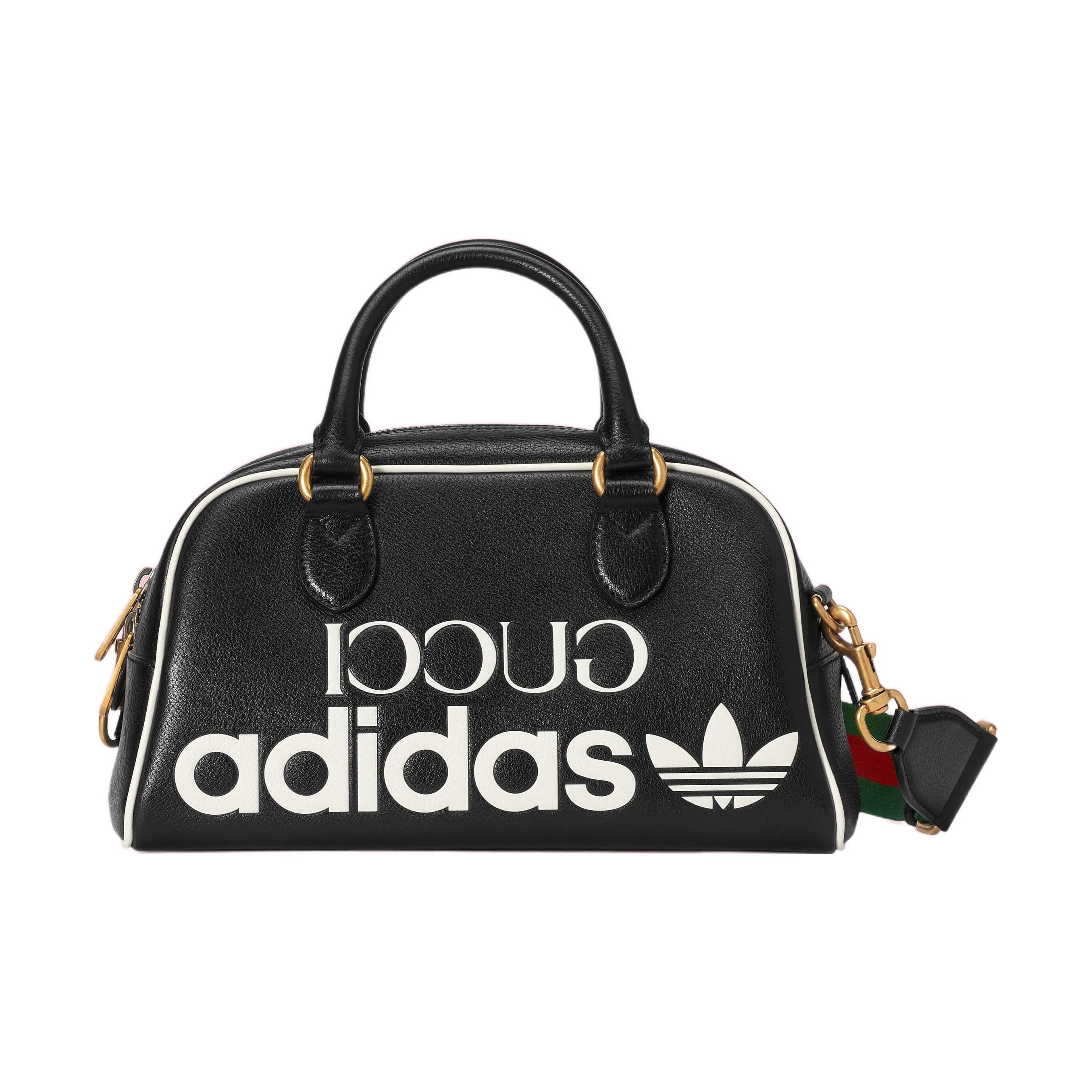 GUCCI Adidas Collaboration Leather Handbag, Shoulder Bag, Travel Bag Mini Men's Black