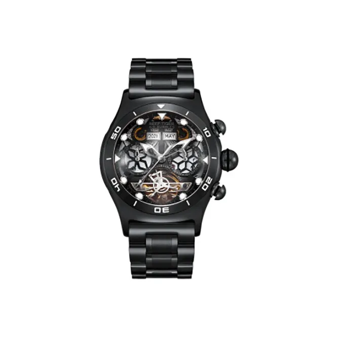REEF TIGER Air Bubbles II Collection Automatic Mechanical Movement Watch Men's Watches Black Dial RGA703-GHH