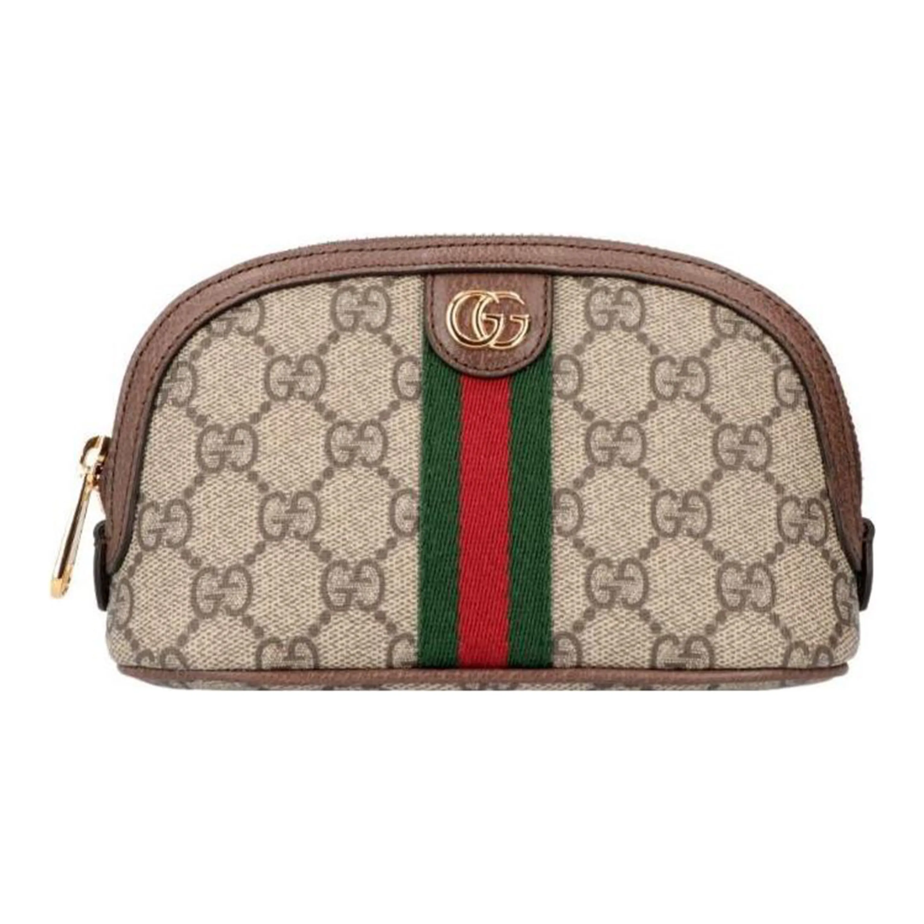 GUCCI Ophidia Canvas With Leather Clutch, Toiletry Bag, Makeup Bag Tubas Women's Ebony/Brown