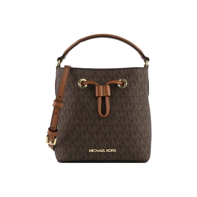 MICHAEL KORS Suri Canvas With Leather Bucket Bag Handbag Shoulder Bag Crossbody Bag Small Size Women's Acorn Brown