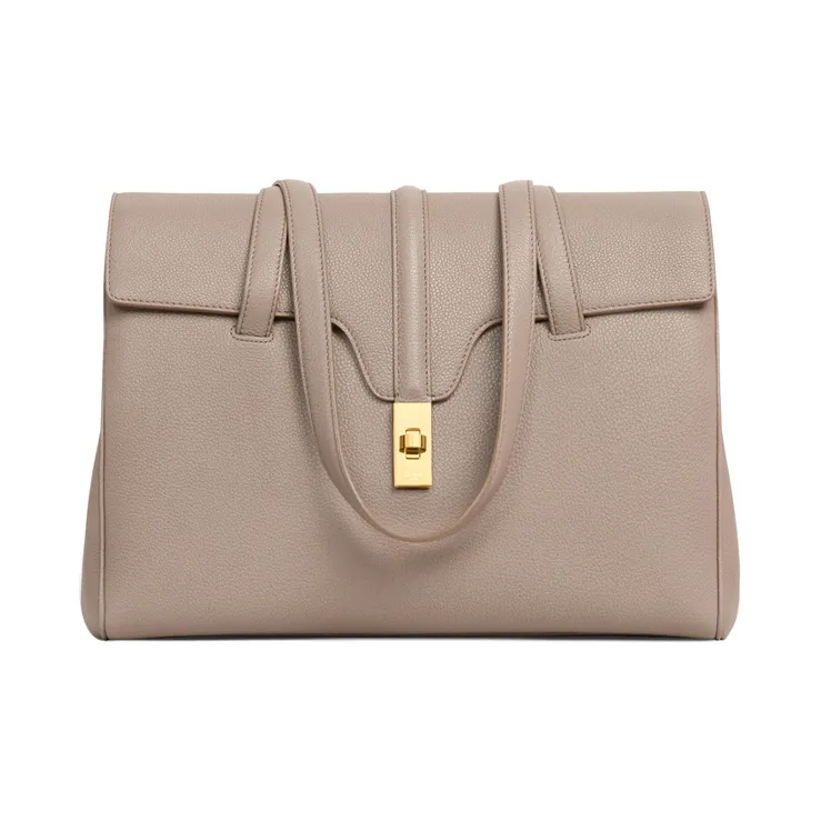 CELINE Cow Leather Handbag, One Shoulder Bag Medium Size Women's Pebble