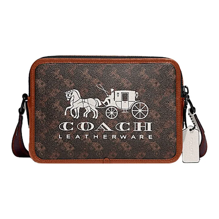 COACH Charter Искусственная кожа Camera Сумка Сумка через плечо Средний Мужская Темно-коричневая