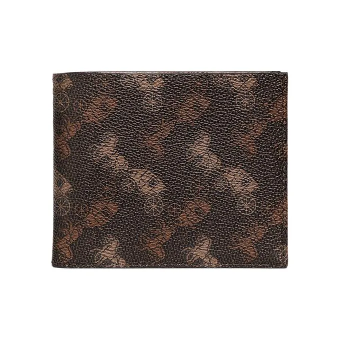 COACH Кошелек Billfold из кожи стандартный мужской темно-коричневый и синий с подкладкой