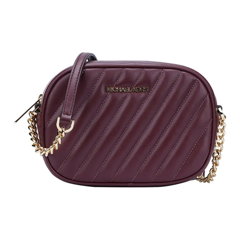 MICHAEL KORS Rose Leather Camera Bag Shoulder Bag Crossbody Bag Women's Burgundy
