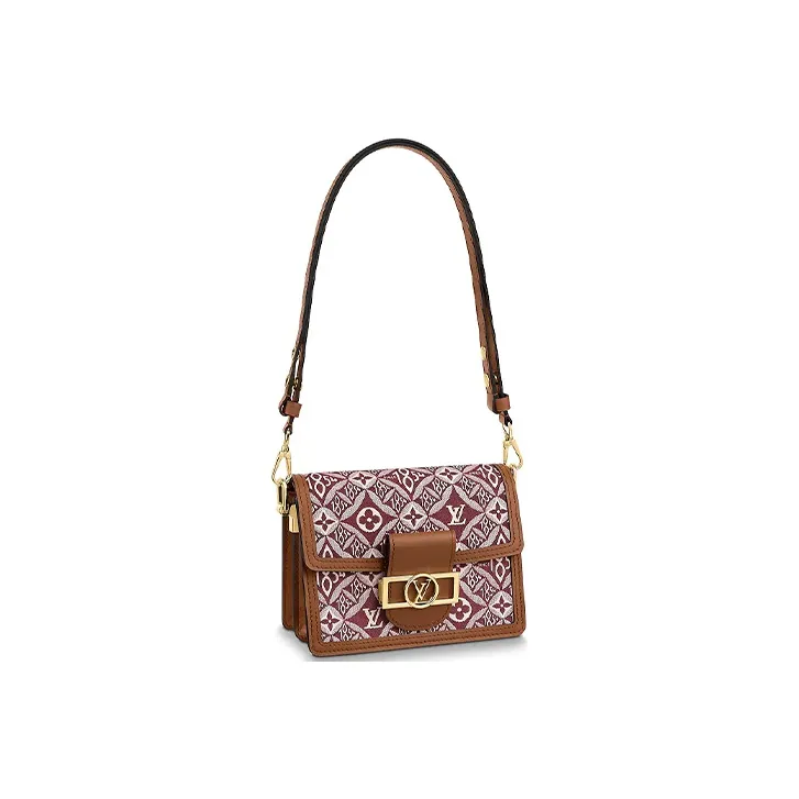 LOUIS VUITTON Dauphine Cow Leather Shoulder Strap Women's Brown Red