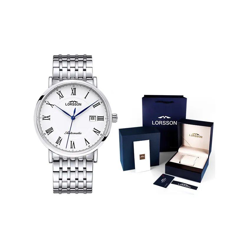 LORSSON Automatic Mechanical Movement Men's Watches Watch White Dial Stainless Steel Watch Case LC7716