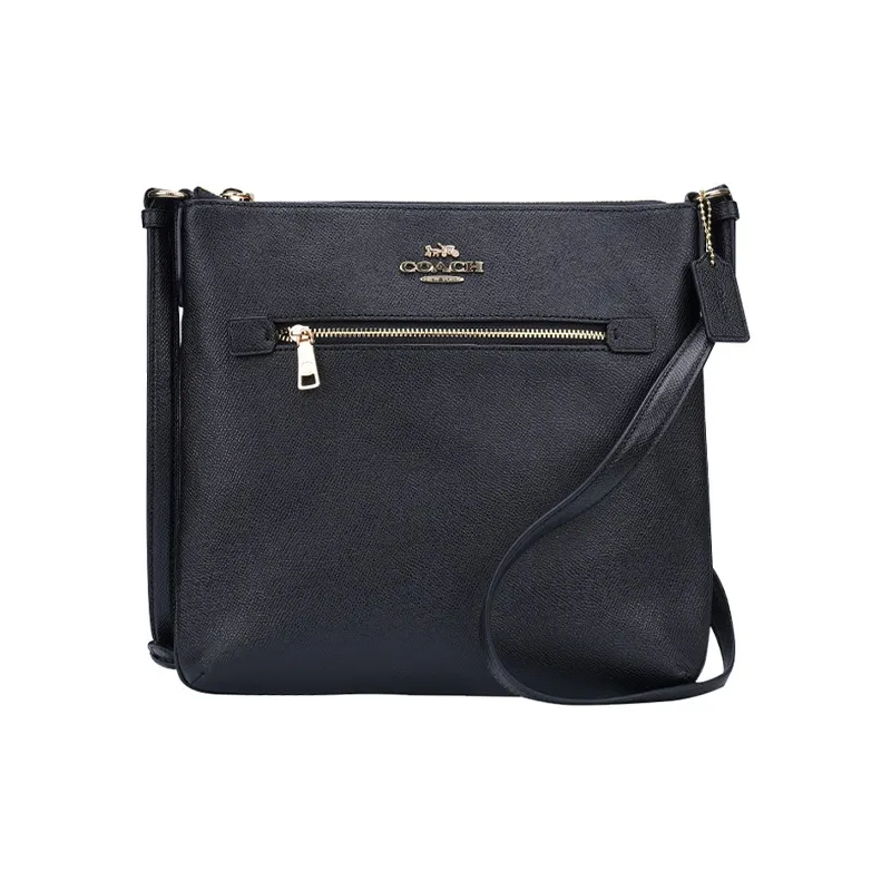 COACH Rowan Кожа Сумка для документов Сумка через плечо Сумка на плечо Средний Женская Черная Серая