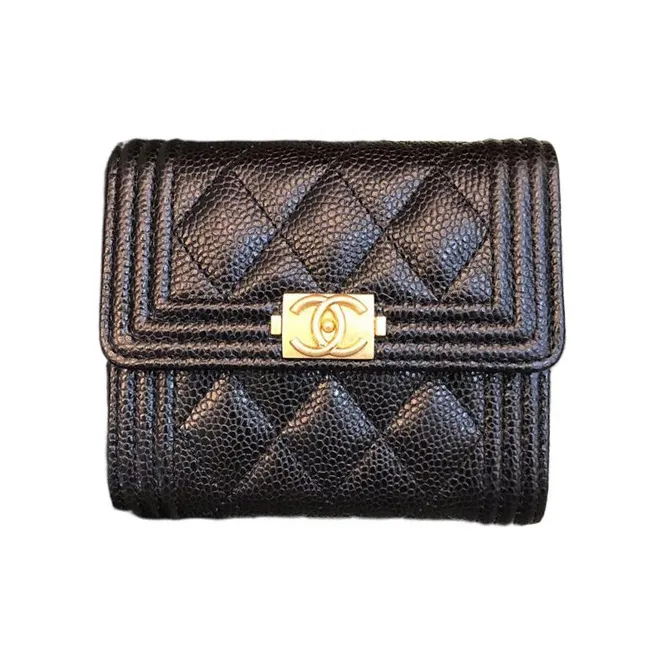 CHANEL Boy Small Flap Wallet Black A80734