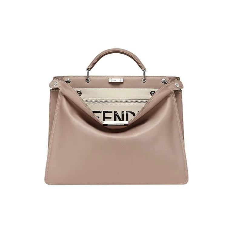 FENDI Peekaboo ISeeU Polyamide Shoulder Bag Crossbody Bag slim Medium Size Men's Beige