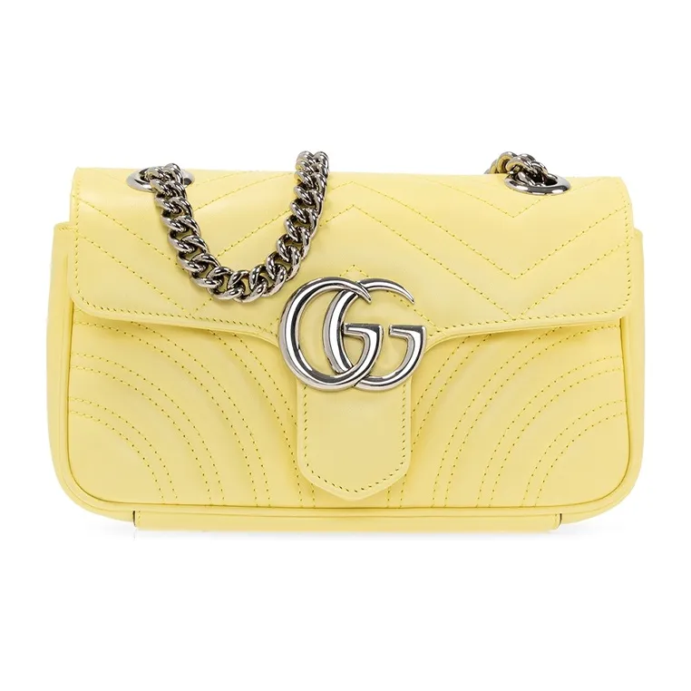 GUCCI GG Marmont Quilted Leather Shoulder Bag, Crossbody Bag Mini Women's Yellow/Candy Color/Unicorn Color