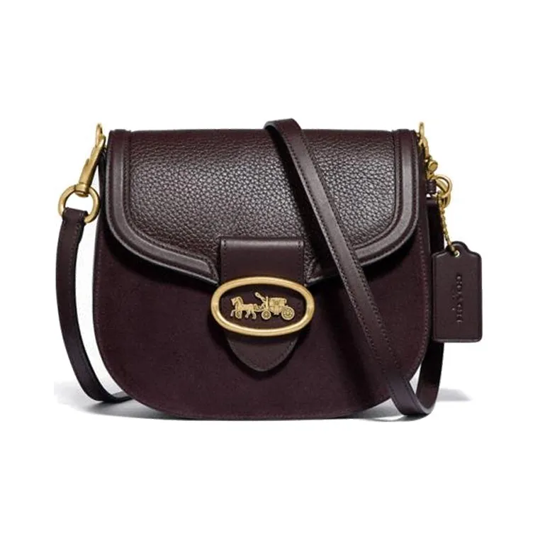 COACH Kat Кожа Седло Сумка Сумка через плечо Маленькая Сумка Женская Цвет Бычья кровь Красный