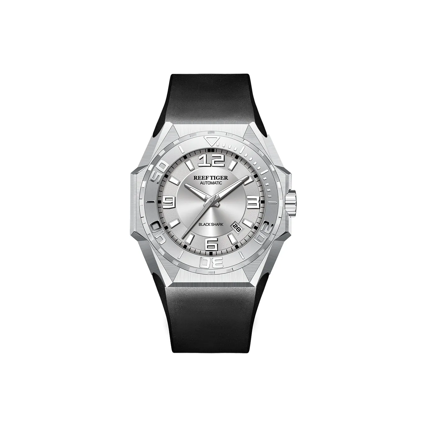 REEF TIGER Black Shark Collection Automatic Mechanical Movement Watch Men's Watches White Dial RGA6903X-JBB