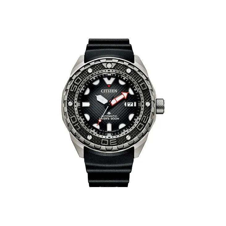 CITIZEN Automatic Mechanical Movement PU Rubber Strap Japanese / Korean Watches 46mm Unisex Black Dial