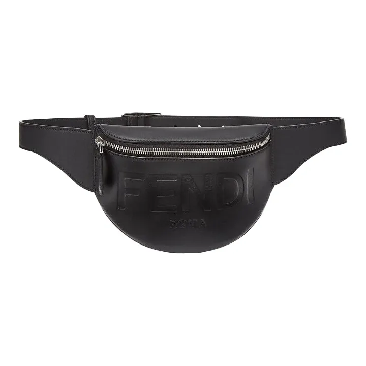 FENDI Leather Crossbody Bag, Shoulder Bag, Fanny Pack Trumpets Men's Black