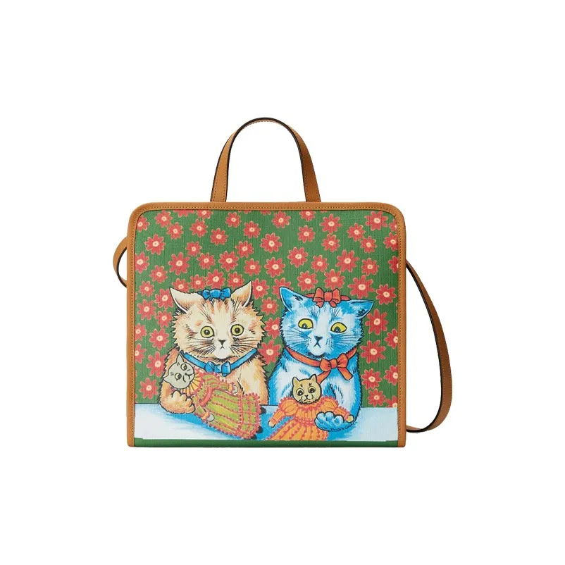 GUCCI Canvas With Leather Tote Handbag, Crossbody Bag Kids'