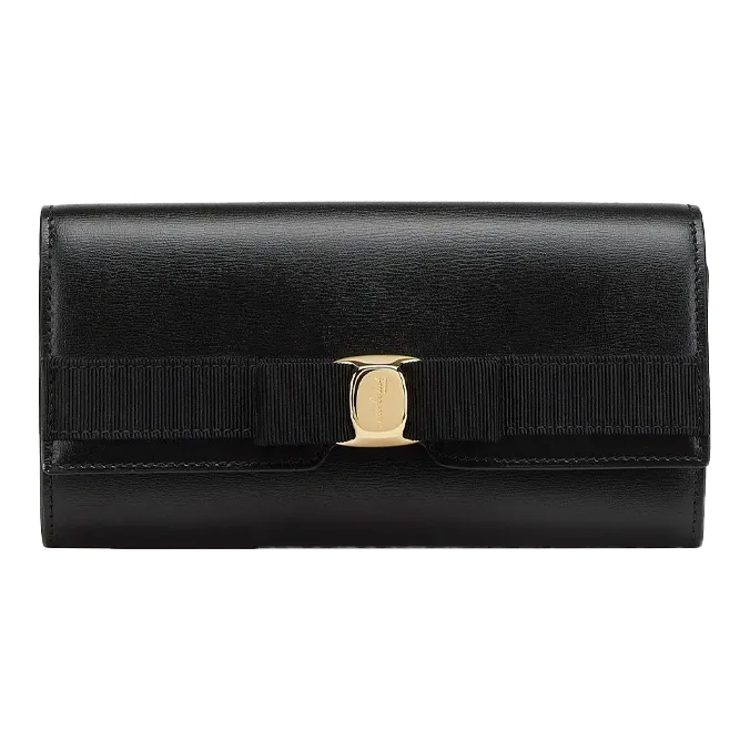 FERRAGAMO Cow Leather Wallet Women's Black