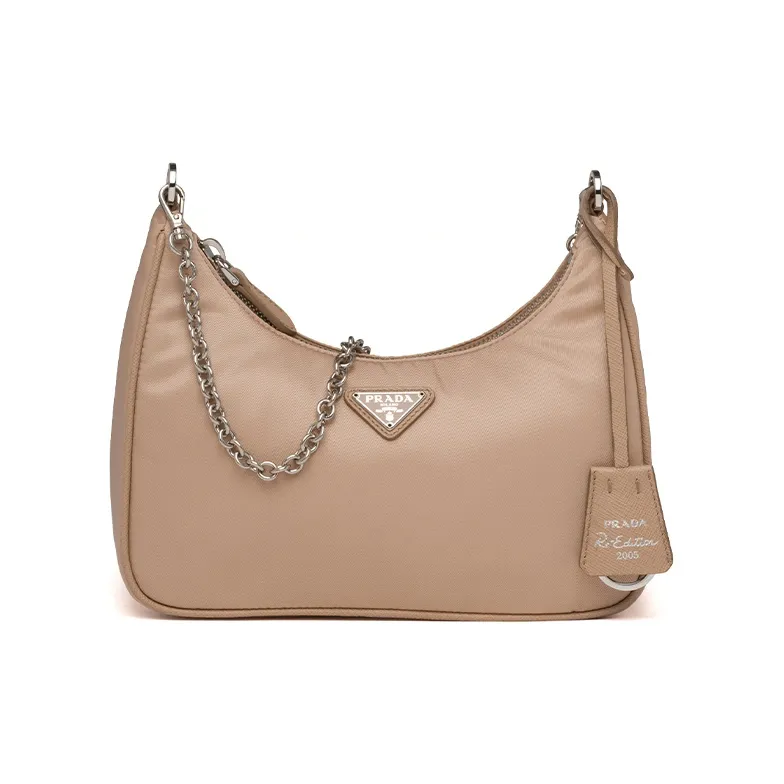 PRADA Hobo Re Edition Nylon Shoulder Bag Handbag Shoulder Bag Women's Nude