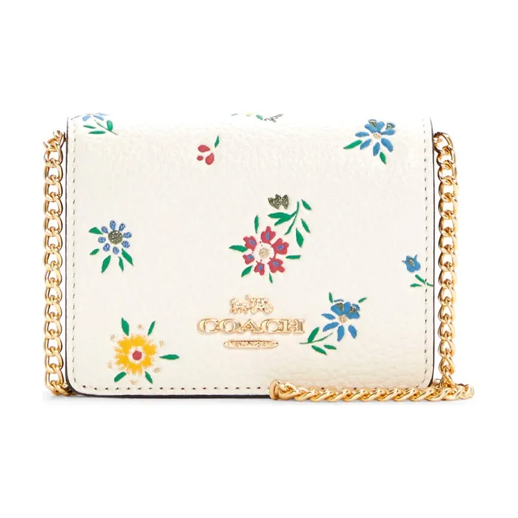 COACH Leather Chain Bag, Shoulder Bag, Crossbody Bag, Wallet, Clutch Mini Women's White