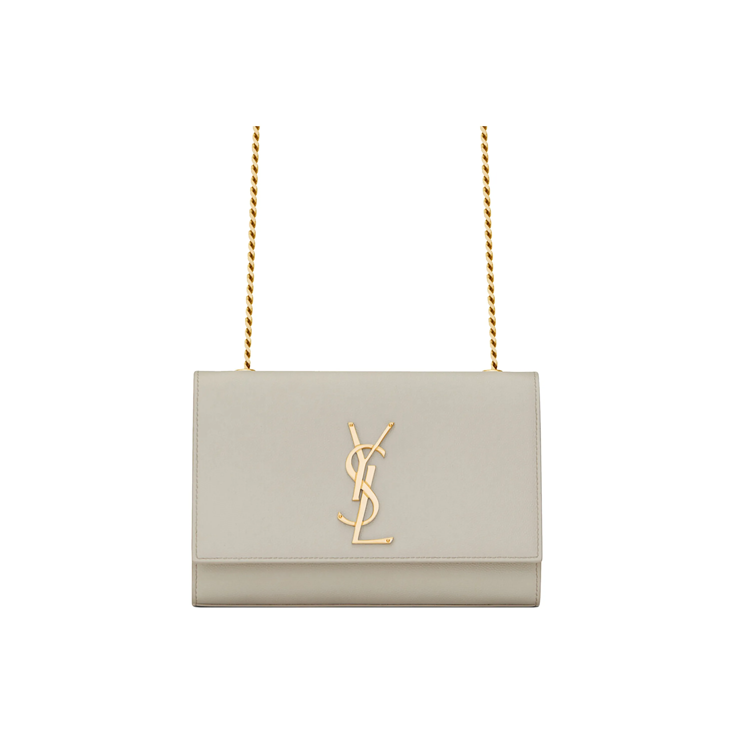 SAINT LAURENT Grained Embossed Leather Chain Bag Crossbody Bag Shoulder Bag Women's White