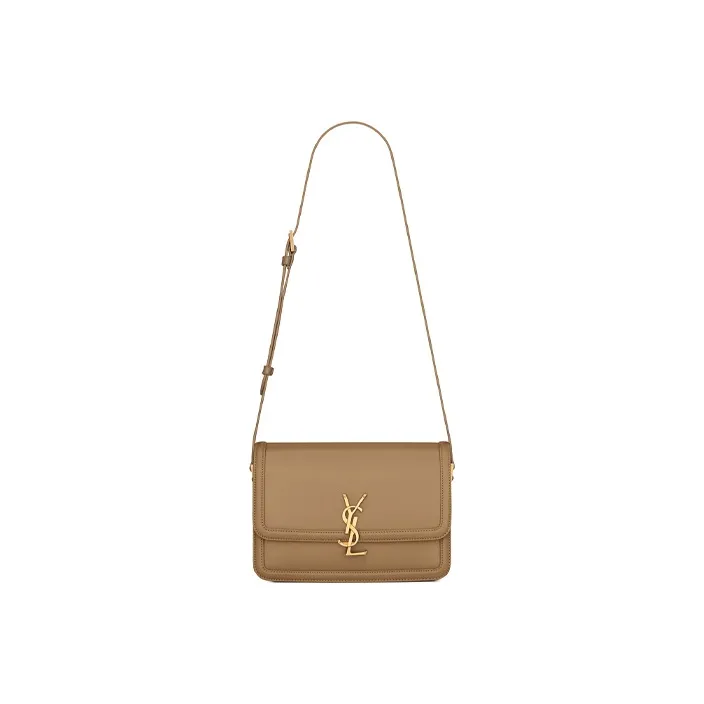 SAINT LAURENT SOLFERINO Leather Tofu Bag Crossbody Bag Shoulder Bag Women's Brown Yellow