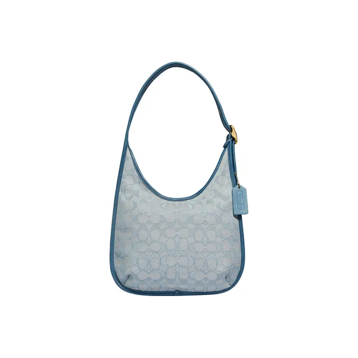 COACH Ergo Leather Crescent Bag, Crossbody Bag, Shoulder Bag, Shoulder Bag, Handbag Medium Size Women's Blue